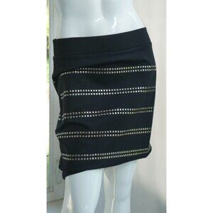 INC International Concepts Black Skirt with Metal Studs Accent Size 4 Strech